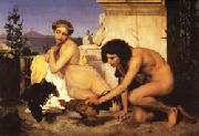 Jean Leon Gerome Young Greeks at a Cockfight Sweden oil painting reproduction